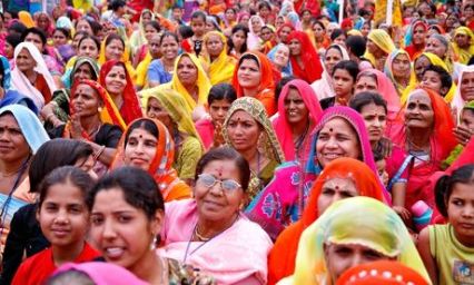 A crowd of women in India